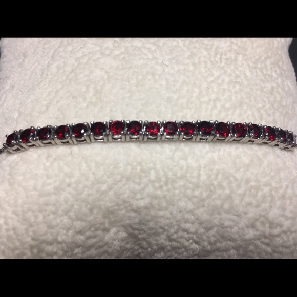 Jewelry - NEW Sterling Silver Garnet Bracelet-Never Worn